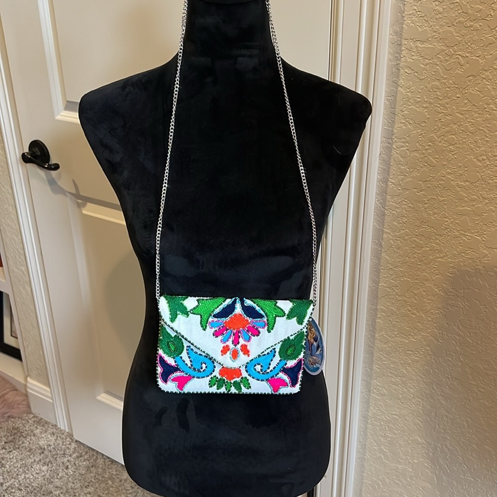 Embroidery and jeweled clutch/crossbody - Picture 2 of 7